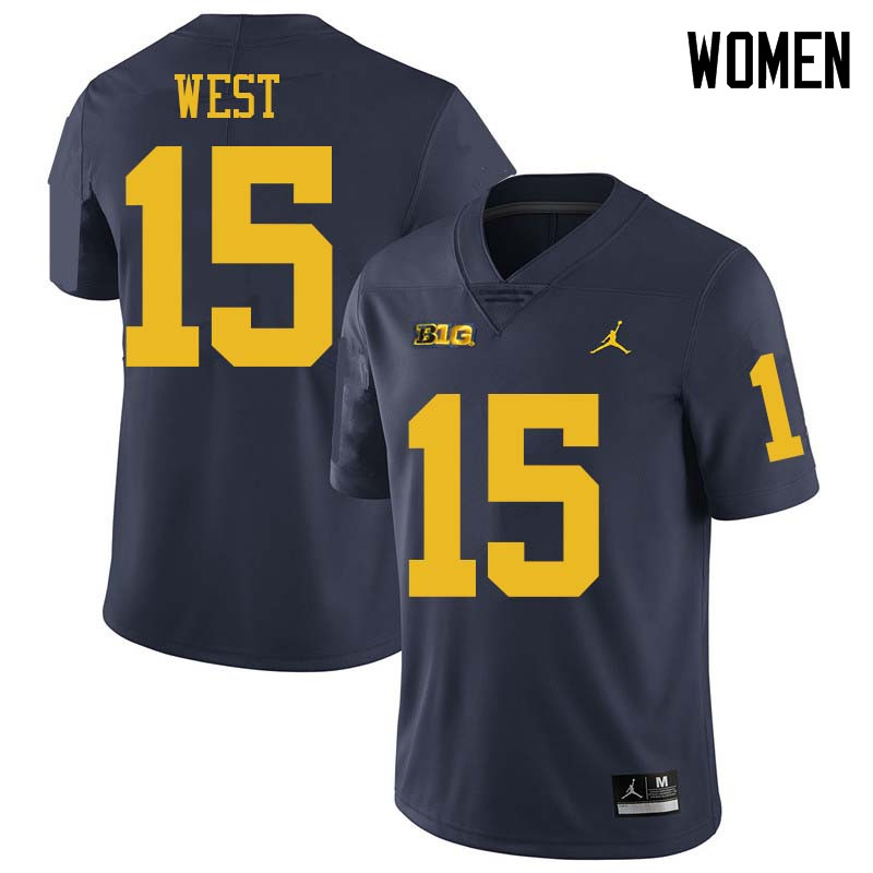 Jordan Brand Women #15 Jacob West Michigan Wolverines College Football Jerseys Sale-Navy